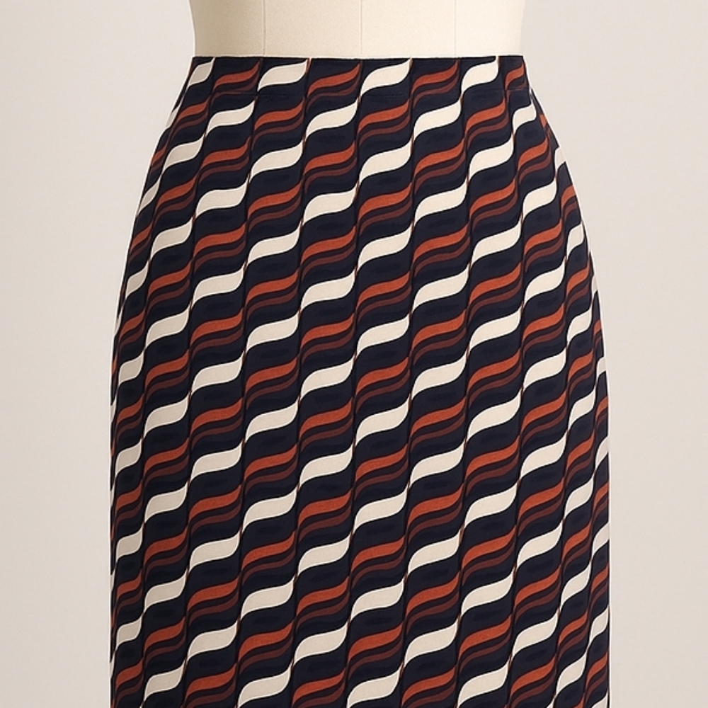 Ann Taylor Factory Black and White Wave Pattern Pencil Skirt Size 4